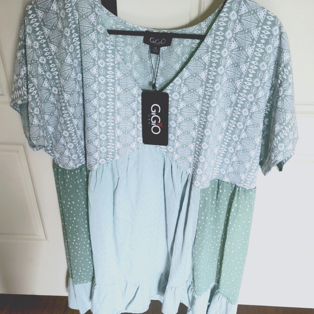 New with tags gigio mint v neck top